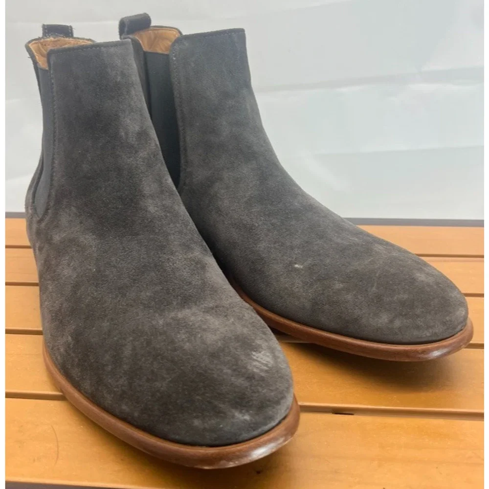 Mens Vince Aldous Chelsea Boots Slate Grey Suede 11.5 Made in Italy
